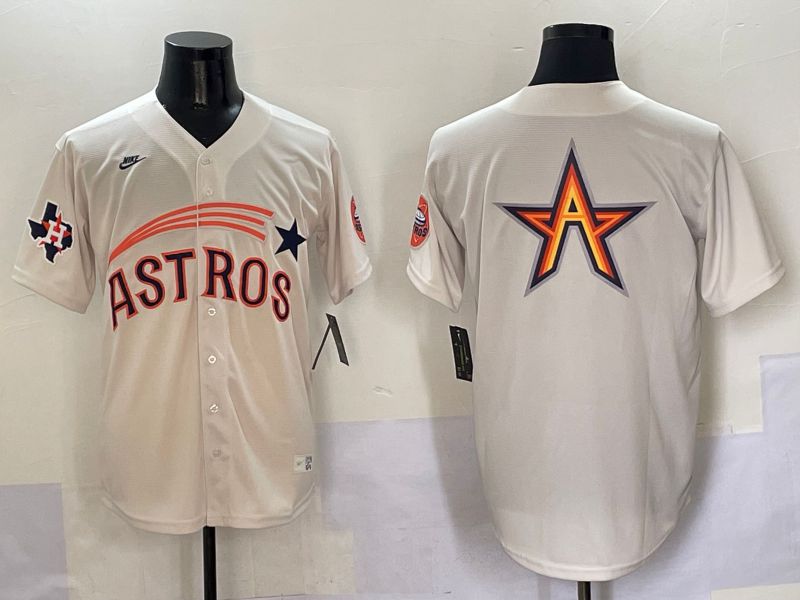 Men Houston Astros Blank Cream Five generations Joint Name 2025 Nike MLB Jersey style 7->houston astros->MLB Jersey